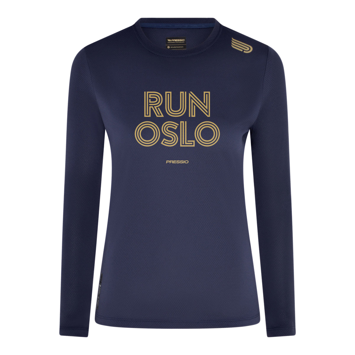 PRESSIO BIO Langermet RUN OSLO T-skjorte - Dame - Marineblå